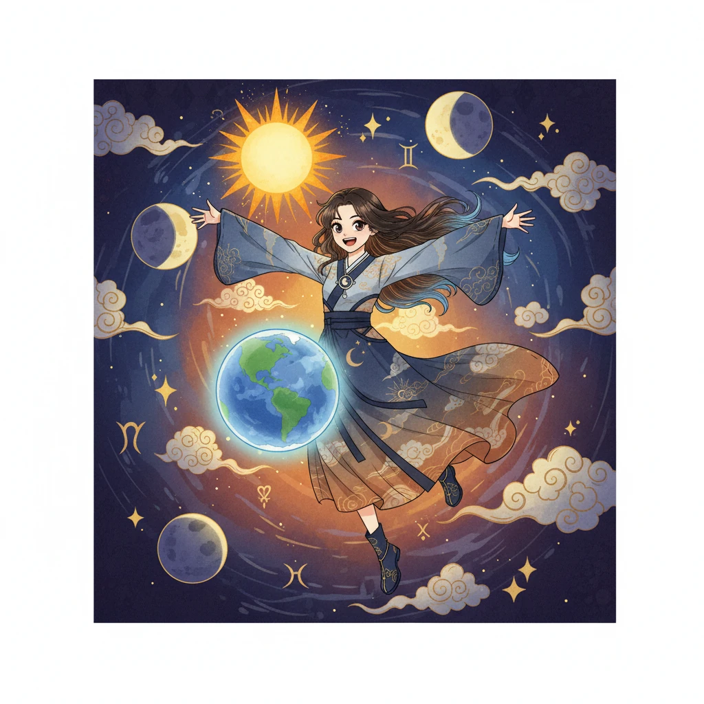 Rashmika's Day of Discovery: The Earth, Moon, and Sun Dance