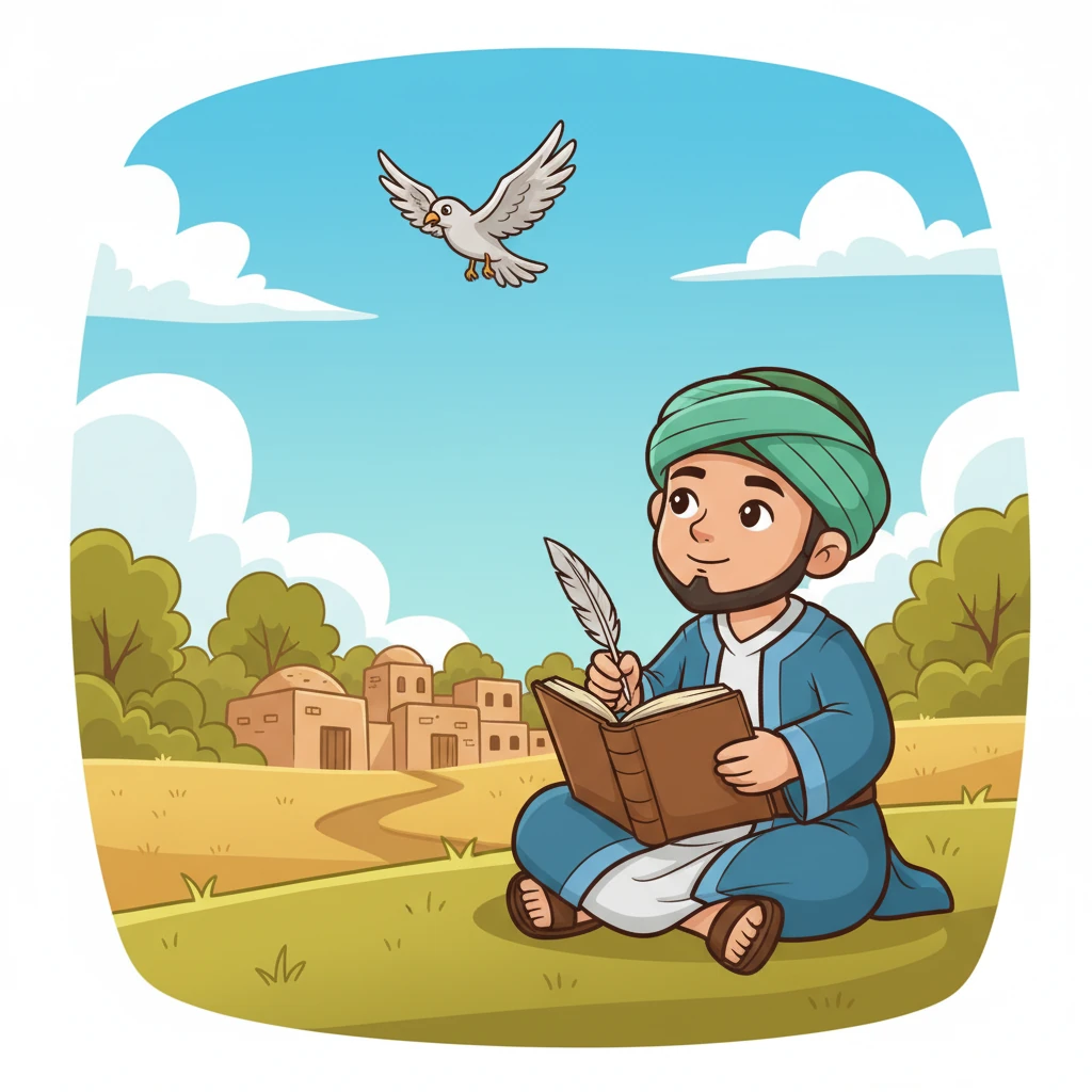 Di sebuah kampung yang tenang di Nawa, hiduplah seorang budak lelaki bernama Yahya. Sejak kecil, Yahya sangat suka belajar, matanya selalu bersinar apabila mendengar kisah-kisah ilmu. Dia sering duduk termenung, memerhatikan alam dan bertanya tentang ciptaan Tuhan.