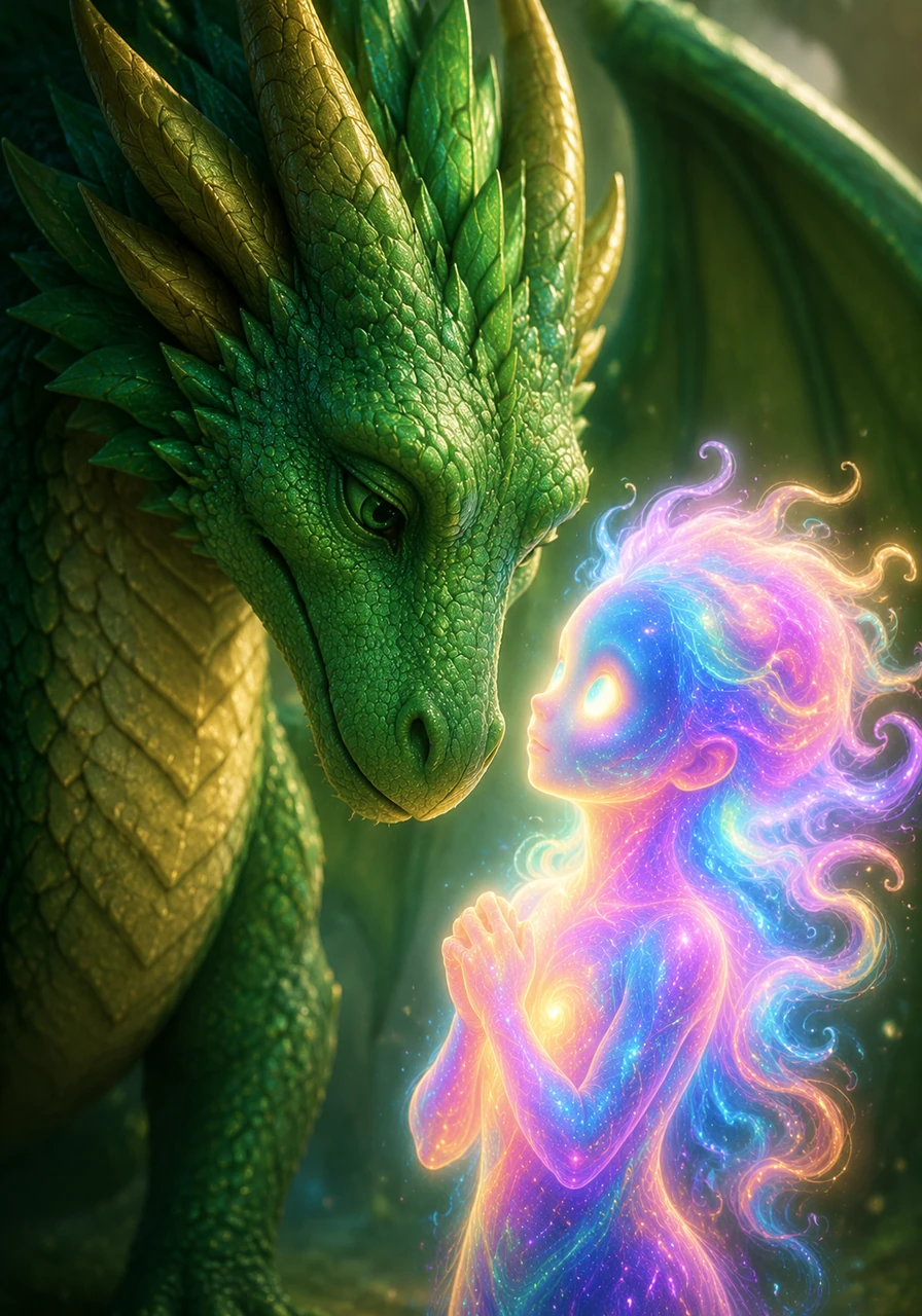 The dragon leans in close to share a secret, his voice sounding like the rustle of ancient leaves. He tells Maya about creatures so magical and rare that no human has ever seen or heard of them in the history of the world.