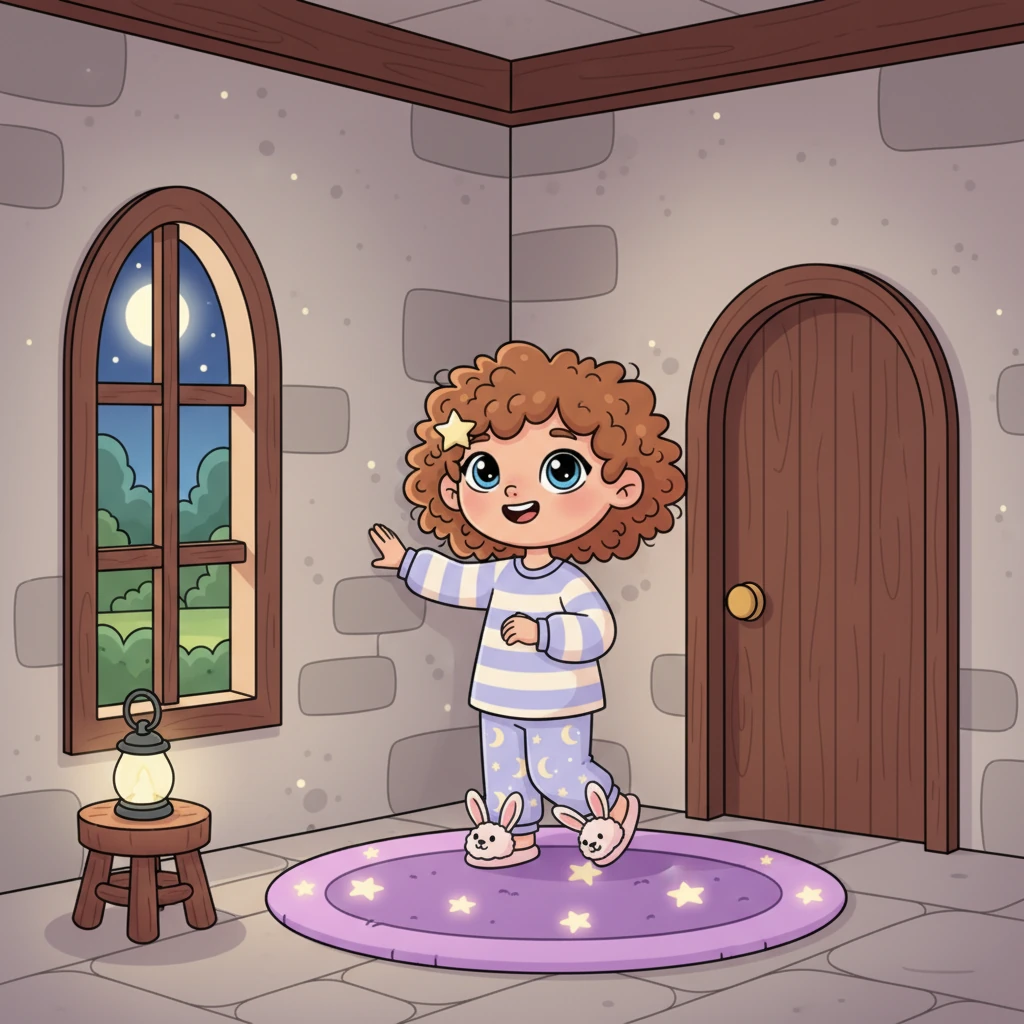 The room is embraced by smooth stone walls, cool to the touch but radiating a gentle warmth from the very air within. Dark, polished wooden accents, like the window frame and door, add to the feeling of natural comfort and security. You take in the peaceful space, feeling it welcome you.