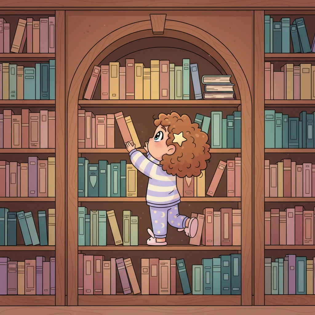You pass by tall, ancient shelves filled with countless spellbooks, their spines a rainbow of muted, calming colors. They stand perfectly still, undisturbed, holding centuries of quiet knowledge within their closed pages. No need to read, just to observe their silent wisdom.