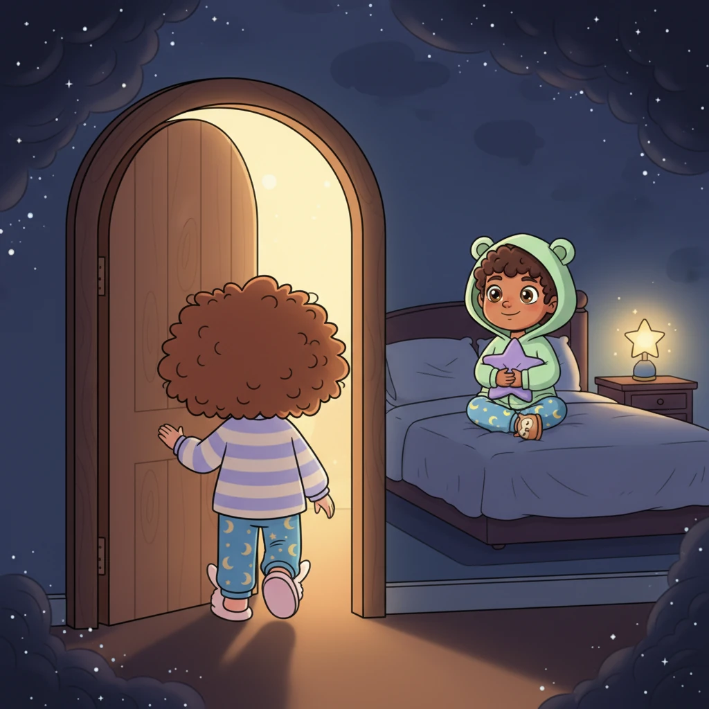 You arrive back at your door, which once again opens with a soft, welcoming sigh, as if it has been waiting for you. The cozy warmth of your room embraces you, a soft promise of deep, peaceful slumber. You step inside, feeling the day gently fading away.