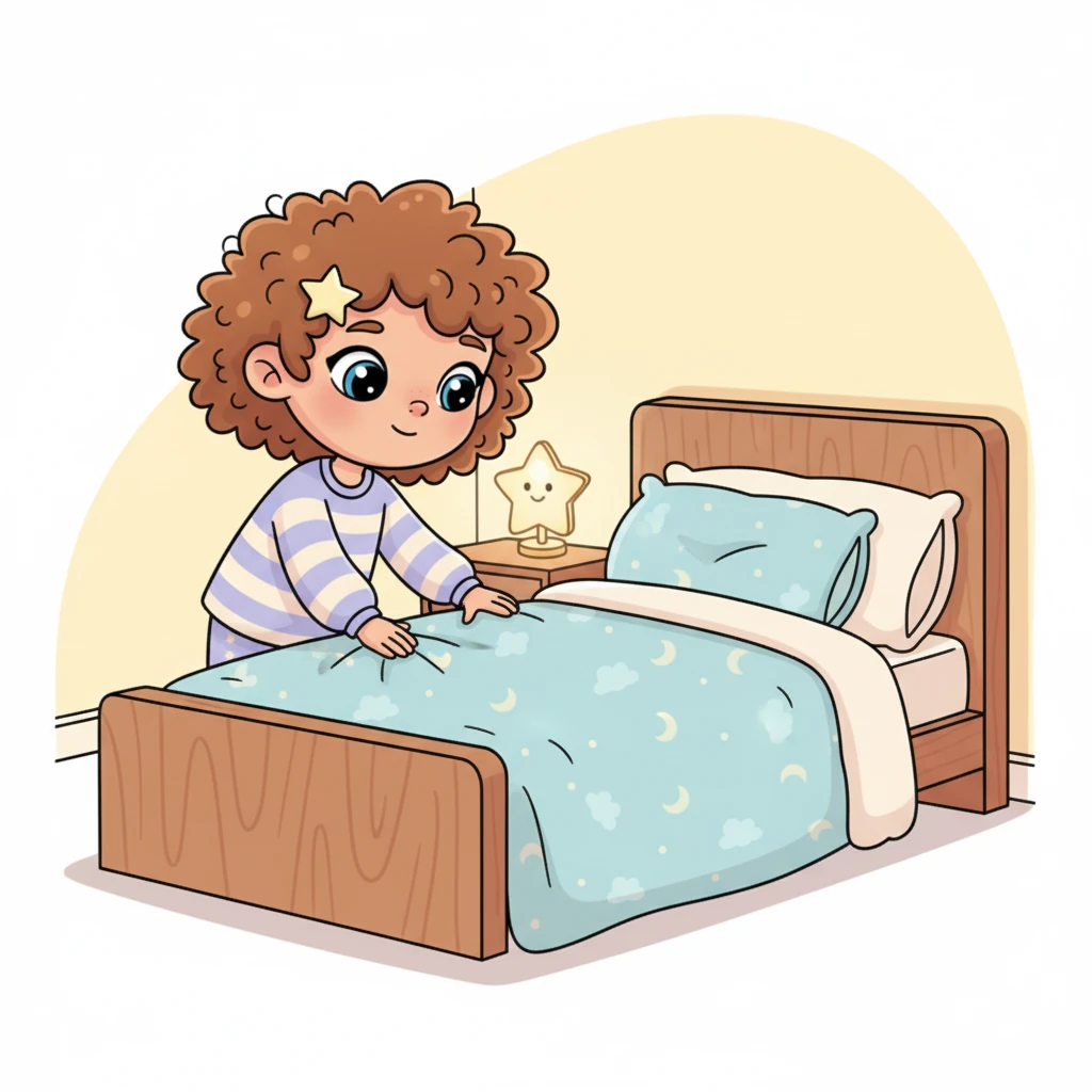 You carefully smooth the blankets, feeling their soft, plush texture beneath your fingertips, arranging them just so. Everything around you is quiet, everything is still, just as it should be for a perfect night's rest. You take a slow, calming breath.