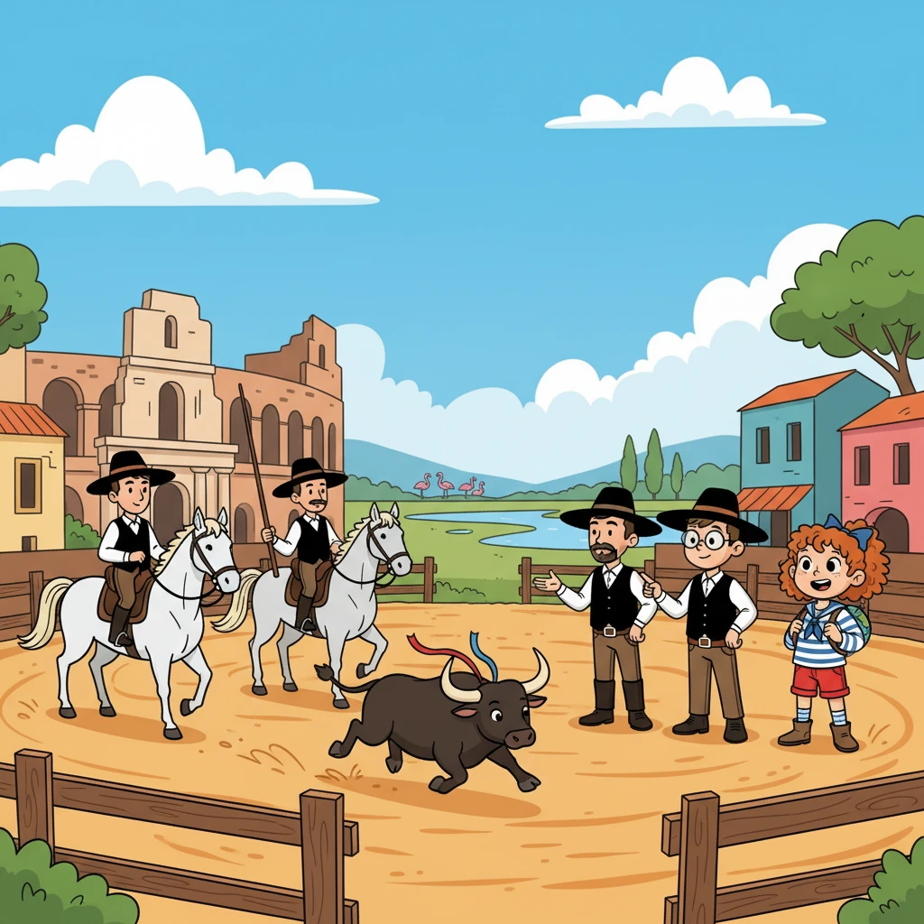 À Arles, ils ont assisté à une course de taureaux, découvrant une tradition culturelle fascinante. Ils ont rencontré des gardians, des éleveurs de chevaux, qui leur ont raconté des histoires sur la vie en Provence. Léa et Théo ont été émerveillés par la beauté de la Camargue.