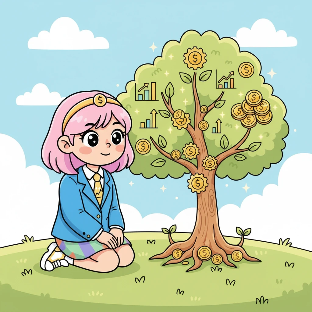 น้องออมสินเฝ้าดู "ต้นไม้การลงทุน" ของเธอเติบโตอย่างช้าๆ แต่สม่ำเสมอ บางวันก็ดูเหมือนจะไม่ไปไหน บางวันก็เติบโตอย่างรวดเร็ว เธอเรียนรู้ความอดทนและรอคอยอย่างเข้าใจ