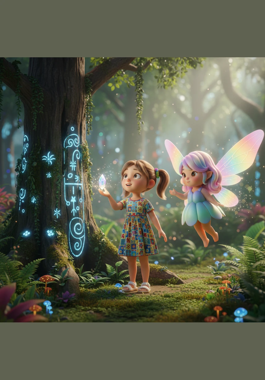 Rina terpesona melihat peri kecil yang bercahaya itu, dan rasa takutnya perlahan berganti menjadi rasa ingin tahu yang besar. Mereka saling berjabat tangan dan berjanji untuk menjadi teman baik yang akan selalu saling menjaga selama perjalanan. Lila mengajak Rina untuk mengikuti cahaya sayapnya, memulai petualangan seru melintasi bagian hutan yang belum pernah Rina lihat sebelumnya.