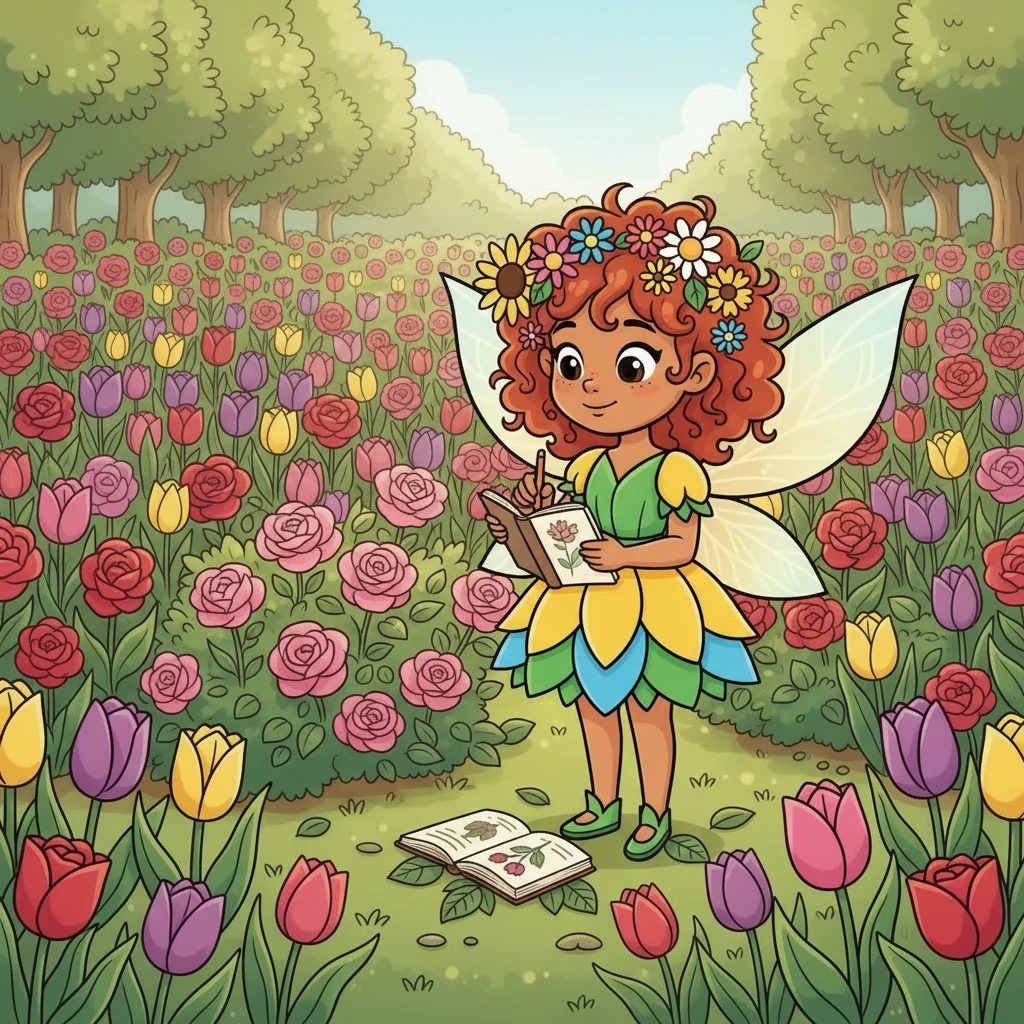 En su recorrido, Flora descubre las plantas ornamentales, como las rosas y los tulipanes, que decoran el jardín con su elegancia. Sus pétalos delicados y sus aromas cautivadores la inspiran a dibujar y a aprender sobre sus cuidados.