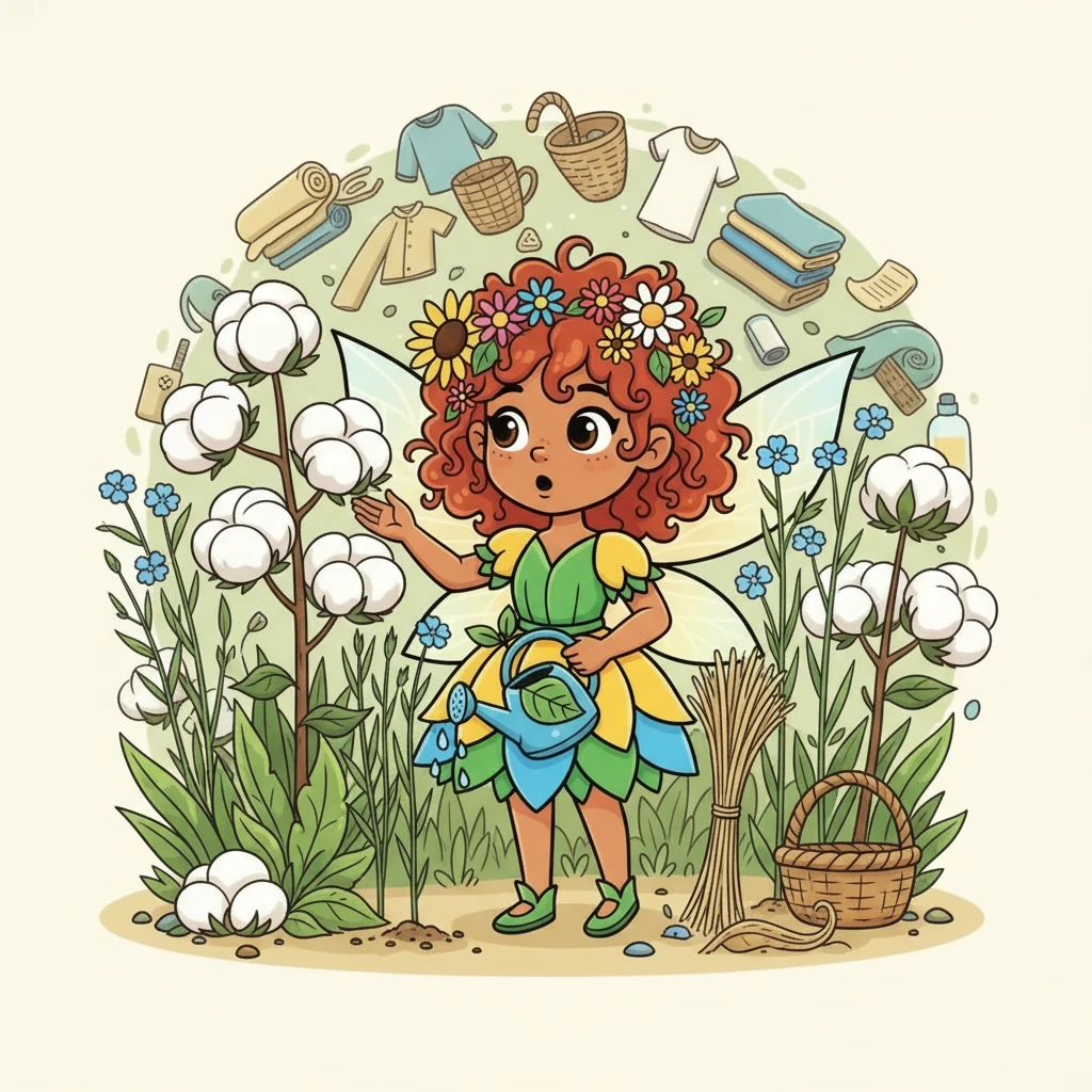 El siguiente descubrimiento de Flora son las plantas industriales, como el algodón y el lino. Se asombra al saber que estas plantas son esenciales para la fabricación de ropa y otros objetos cotidianos. Comienza a entender la importancia de la sostenibilidad.