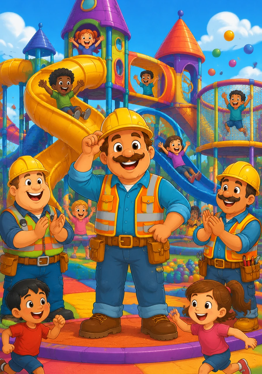 The site was now a magical wonderland where children laughed, slid, and bounced all day long. Fred tipped his hard hat, proud of his accidental masterpiece, the world's greatest playground.
