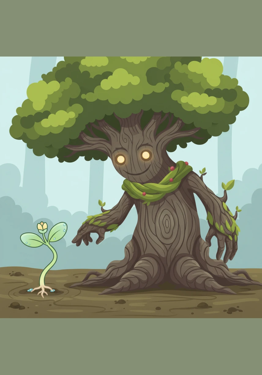 The wise old oak explained that growing slowly allows roots to find the coolest water and the strongest grip on the earth. He encouraged Sprouty to enjoy the sweet taste of the morning dew instead of rushing toward the hot sun.