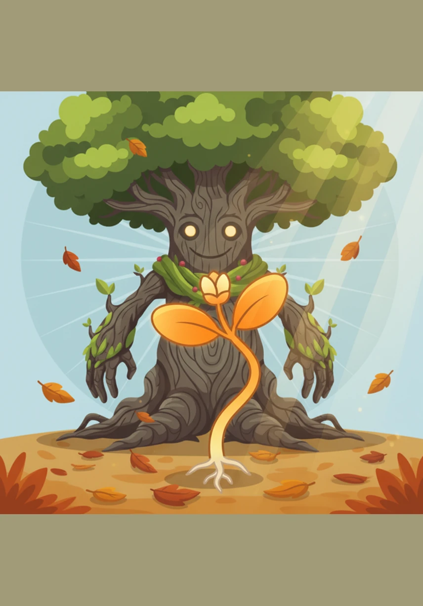As autumn arrived, Sprouty’s few leaves turned a brilliant, fiery orange that glowed like gold in the afternoon light. He realized that even a small tree could bring a splash of spectacular color to the world around him.