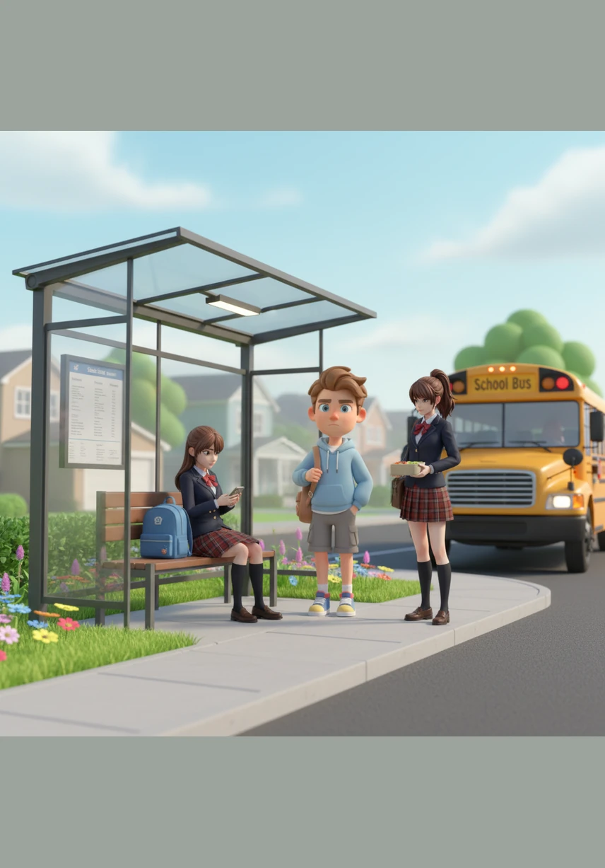 When schools finally reopened, Maya discovered he attended the rival high school nearby, and they began crossing paths at the bus shelter every morning. She soon realized he wasn't just there by coincidence; he was waiting specifically for her so they could walk and travel together.