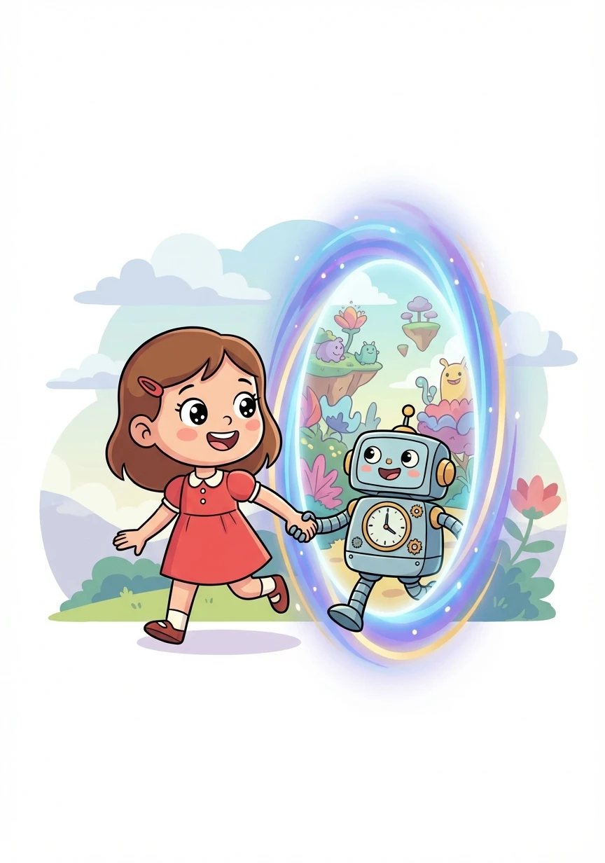 Clara and Cogsworth stepped through the portal, ready to face whatever wonders and challenges awaited them in this new and exciting world, their friendship stronger than ever.