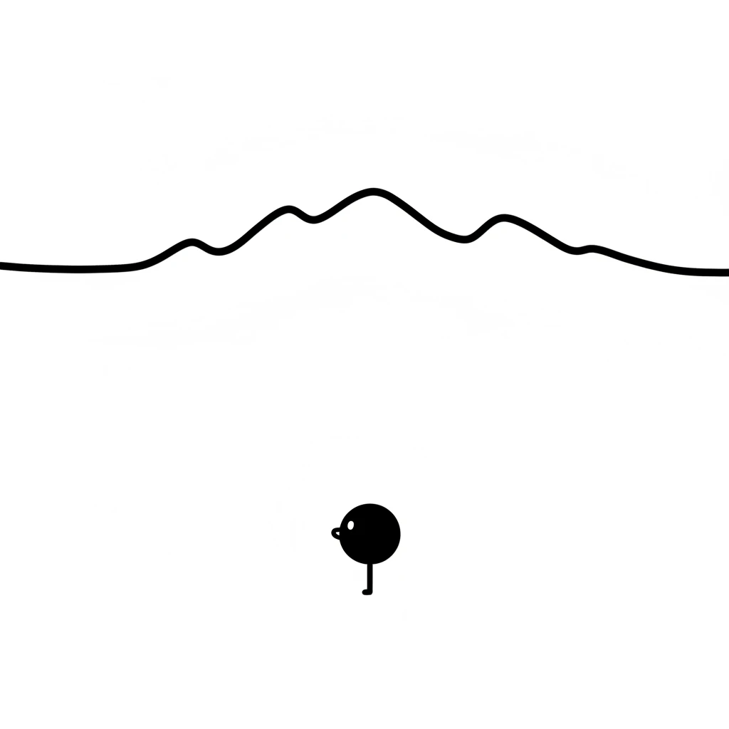 Far off in the distance, Pip saw a long, graceful curved line stretching across the page. It looked interesting and mysterious. Pip felt a tiny spark of curiosity light up.