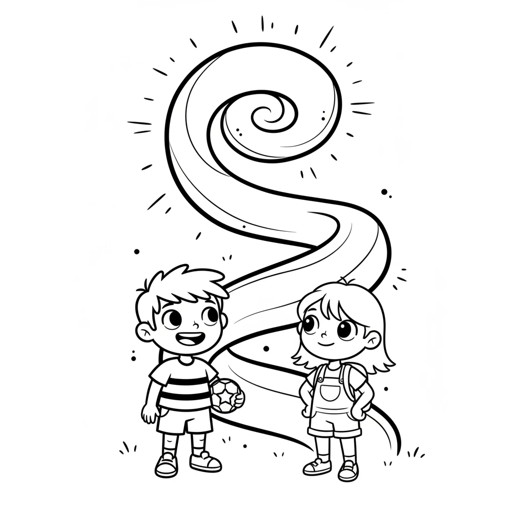 Finally, they reached the beautiful spiral. It hummed with a gentle, happy energy, like a secret song. It felt like the perfect, peaceful end to their adventure.
