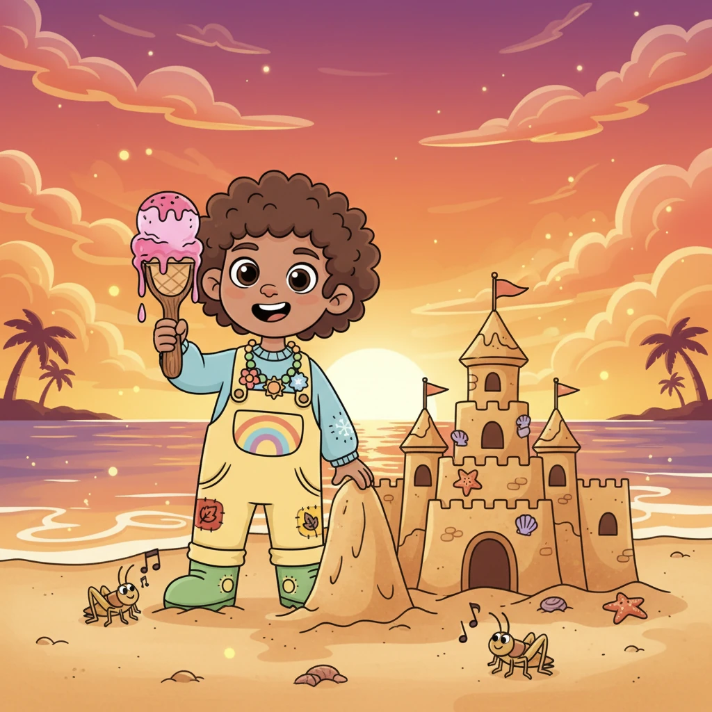 July and August brought long, sunny days perfect for adventures. Pip imagined herself at the beach, building sandcastles and cooling off with a giant scoop of strawberry ice cream. The air was warm and heavy with the scent of summer, and crickets chirped their nightly songs. Every sunset painted the sky in magnificent fiery hues.