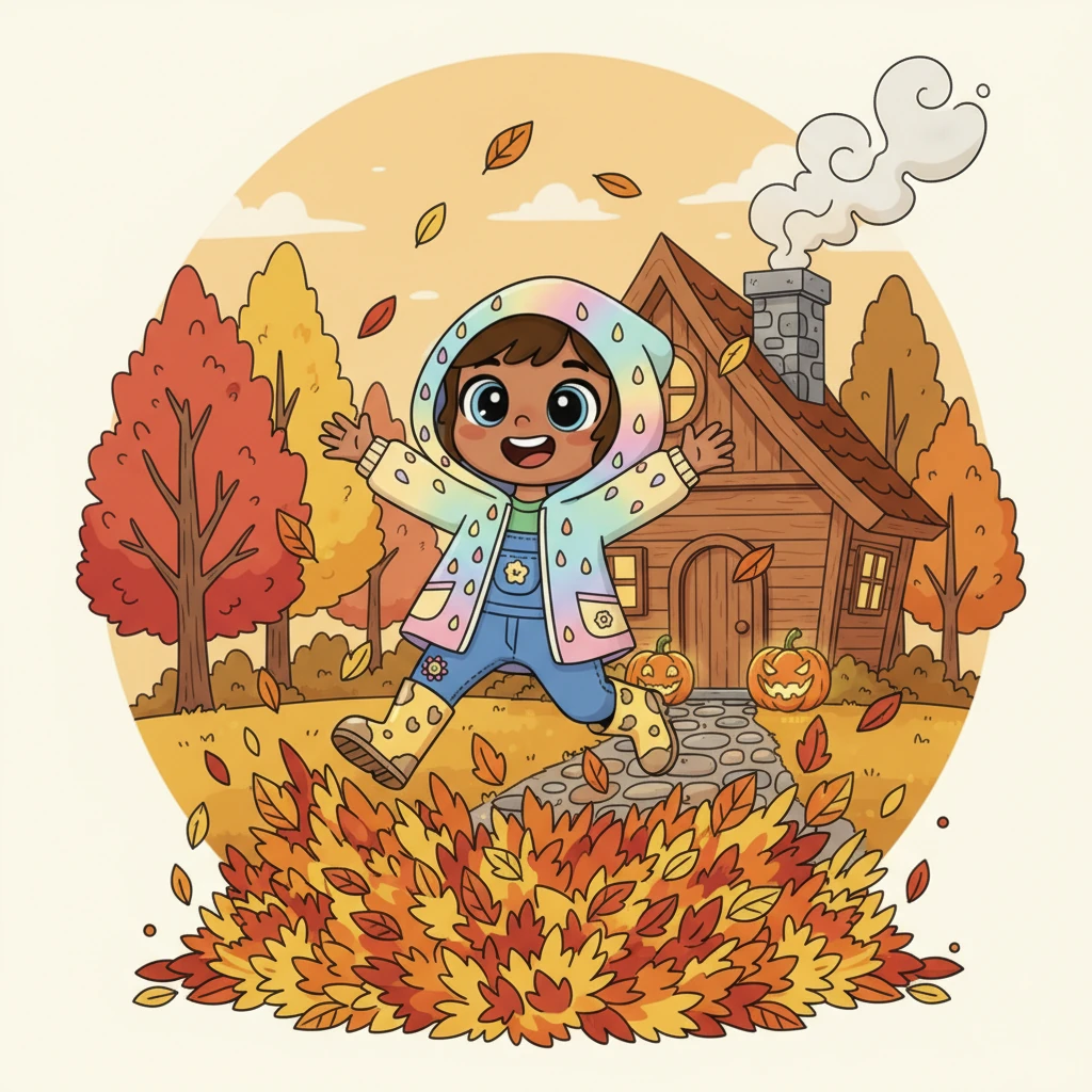 October turned the world into a breathtaking tapestry of fiery autumn colors. Pip loved crunching through piles of fallen leaves, their rustling a joyful sound. Pumpkins appeared on doorsteps, carved with funny and spooky faces, ready for the exciting Halloween night. The scent of woodsmoke filled the air, hinting at cozy fires indoors.