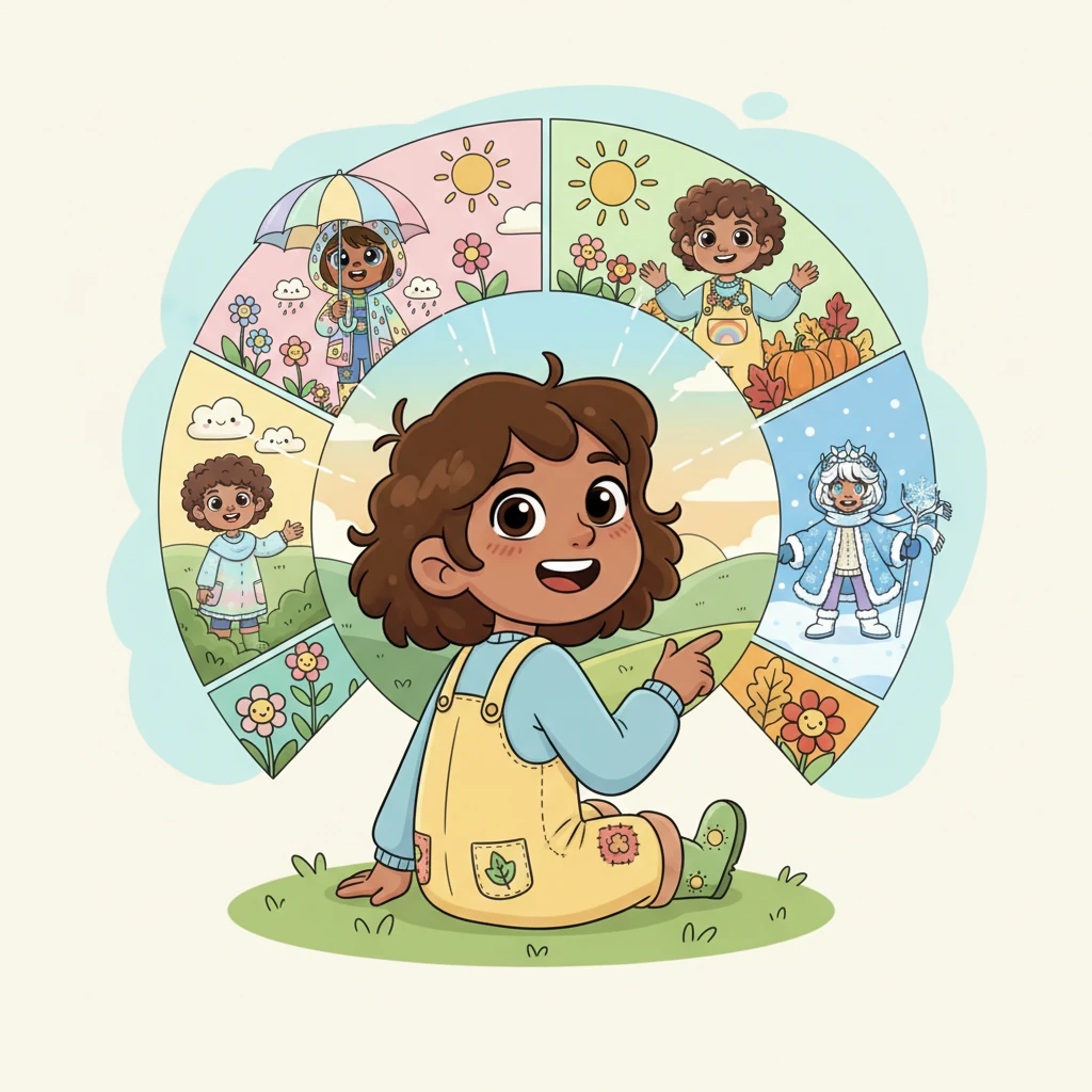 As the year drew to a close, Pip Periwinkle looked back on her journey through the months and seasons with a happy sigh. She had seen the world bloom, bask in sunshine, transform with color, and rest under snow. Every season held its own unique magic, and Pip couldn't wait to experience them all again next year. Her heart glowed with gratitude for the beauty of the changing world.