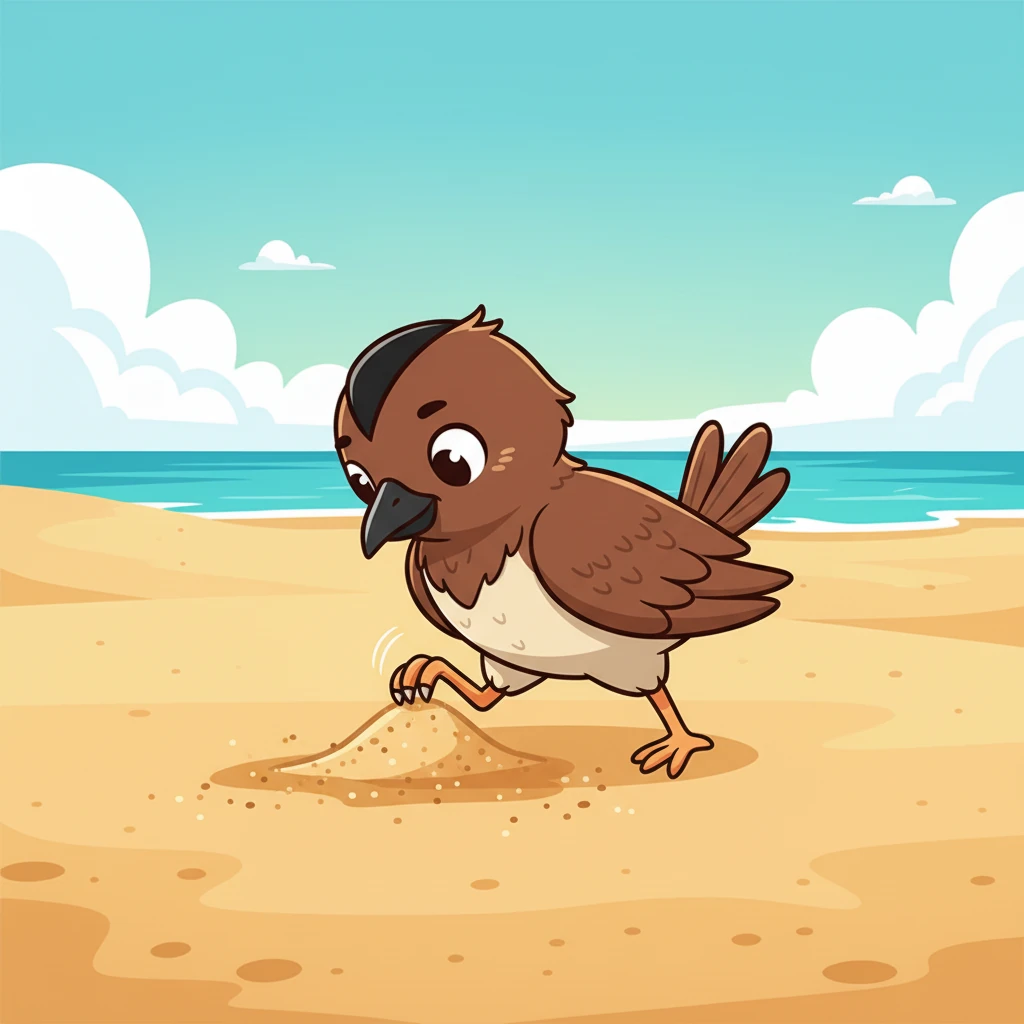 She spotted a patch of sand that looked different, slightly darker and undisturbed. A hopeful flutter stirred in her heart.