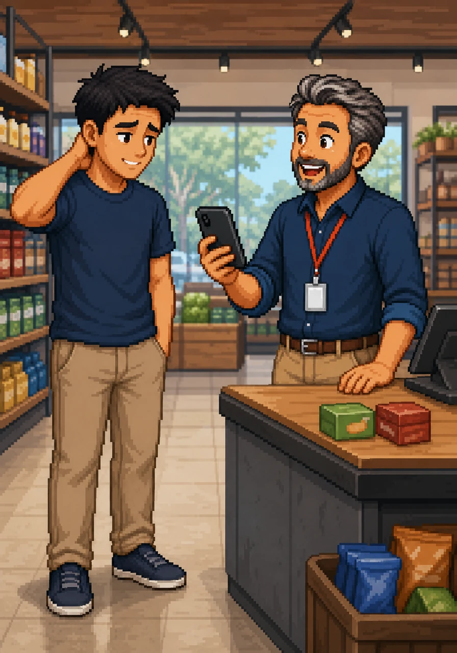 The manager asked Arjun to open the company's mobile app to place the order, but Arjun admitted he did not have it downloaded. Without a moment's hesitation, the manager pulled out his own smartphone and offered to log the items manually.