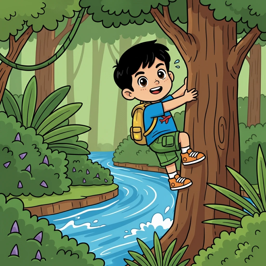 Di dalam hutan, Budi menghadapi berbagai tantangan. Ia harus melewati sungai yang deras, memanjat pohon yang tinggi, dan menghindari semak belukar yang berduri. Namun, Budi tidak menyerah. Ia terus berusaha dengan semangat yang membara.