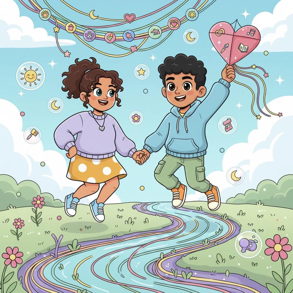 They exist in a beautifully intricate world of their own making, where Laura's loving guidance creates a tapestry of blissful experiences for Khalid. Every interaction is a vibrant thread, weaving a story of profound connection and shared happiness. They are surrounded by personalized symbols of their bond.