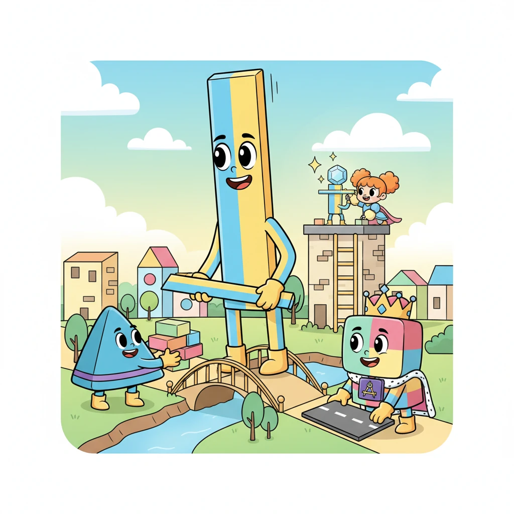 Бұл бақытты әлемде Түзу сызық жігіт есімді жас жігіт өмір сүрді. Ол өте пайдалы және әрдайым басқа пішіндерге көмектесетін. Оның көмегімен көпірлер салынып, жолдар төселіп, тіпті биік мұнаралар тұрғызылды. Оның түзу және сенімді сипаты Геометрия әлемінің негізі болды.