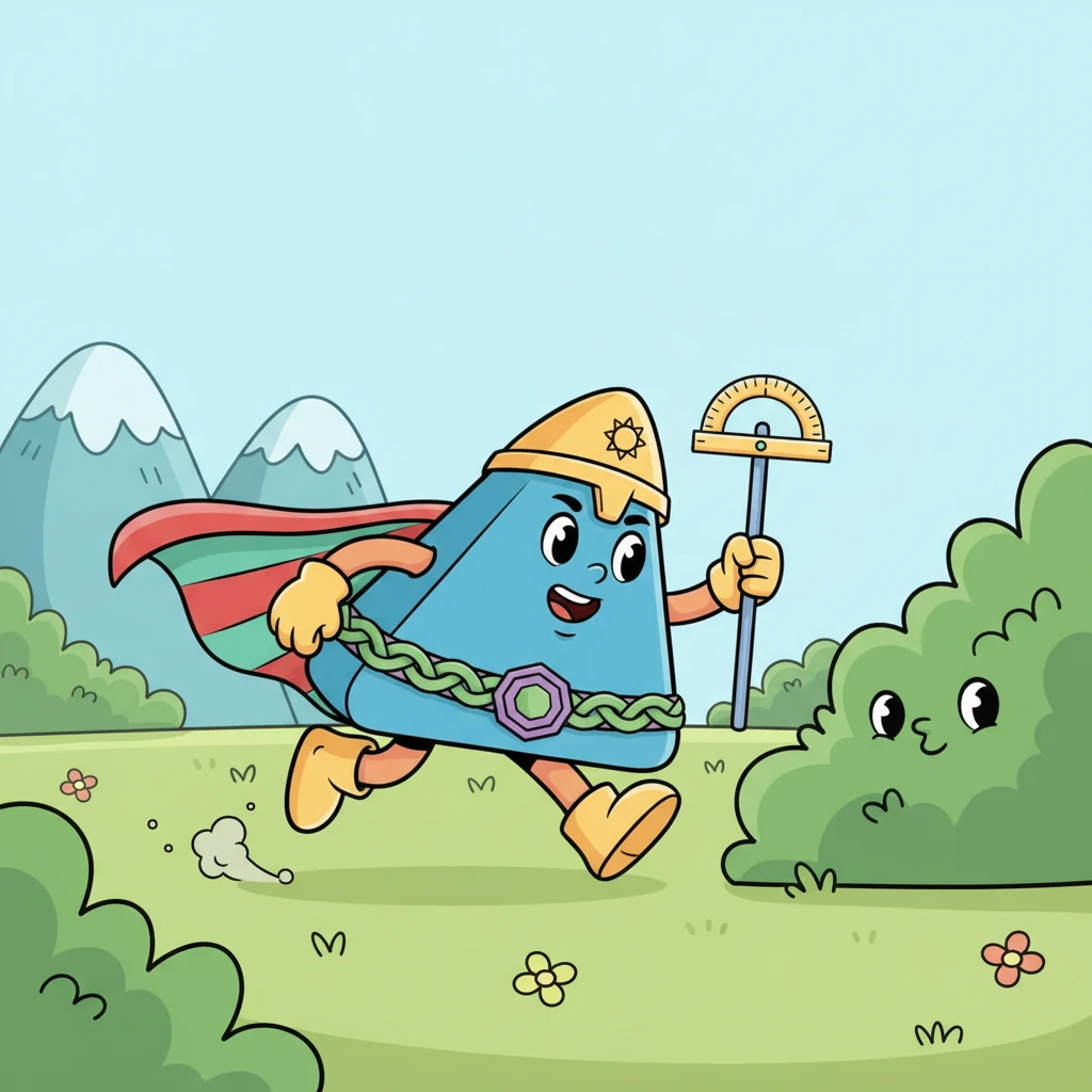 Ұшбұрыш батыр дереу іздеуге шықты. Ол өзінің үш қабырғасымен және үш бұрышымен жылдам қозғалып, таулар мен жазықтарды шарлады. Ол әр бұрышқа үңіліп, әр бұтаның артына қарап, досын табуға тырысты. Оның жүрегі достық пен батылдыққа толы еді.