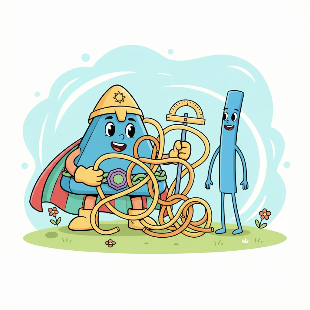 Ұшбұрыш батыр бірден іске кірісті. Ол өзінің үш бұрышының өткірлігін пайдаланып, шатасқан сызықтарды ақырын жазып, Түзу сызық жігітті босатты. Ол оған тура әрі тұрақты болуға көмектесті, оның бойындағы тепе-теңдікті қалпына келтірді. Түзу сызық жігіт қайтадан өзінің түзу қалпына келді, бақытты әрі риза болды.