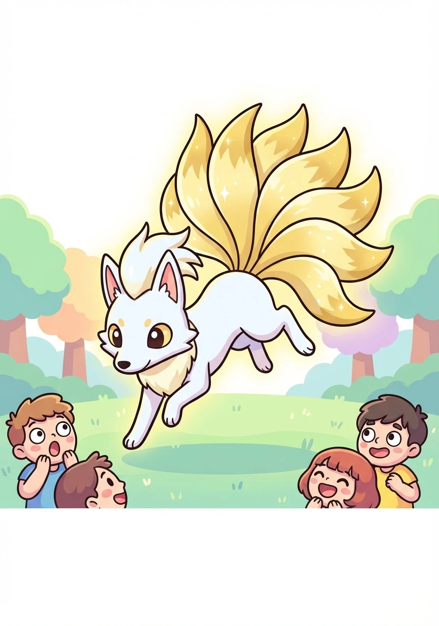 Un Ninetales Shiny, con su pelaje blanco como la nieve y sus nueve colas doradas, deslumbra a todos con su belleza mística.