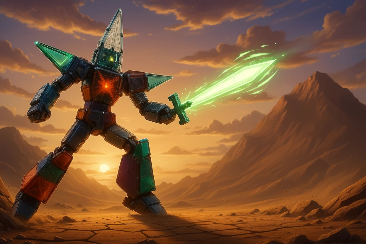 غاندام الخير يظهر مهاراته القتالية، ويستخدم كل قوته للدفاع عن الأرض. إنه يمثل العدالة والخير.