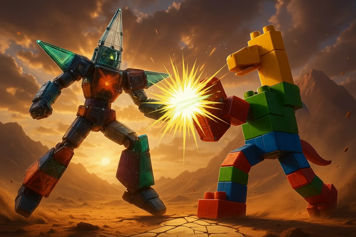 في لحظة حاسمة، يوجه غاندام الخير ضربة قوية إلى غاندام الشر. الضربة تحدث صدمة في جميع أنحاء الكون.