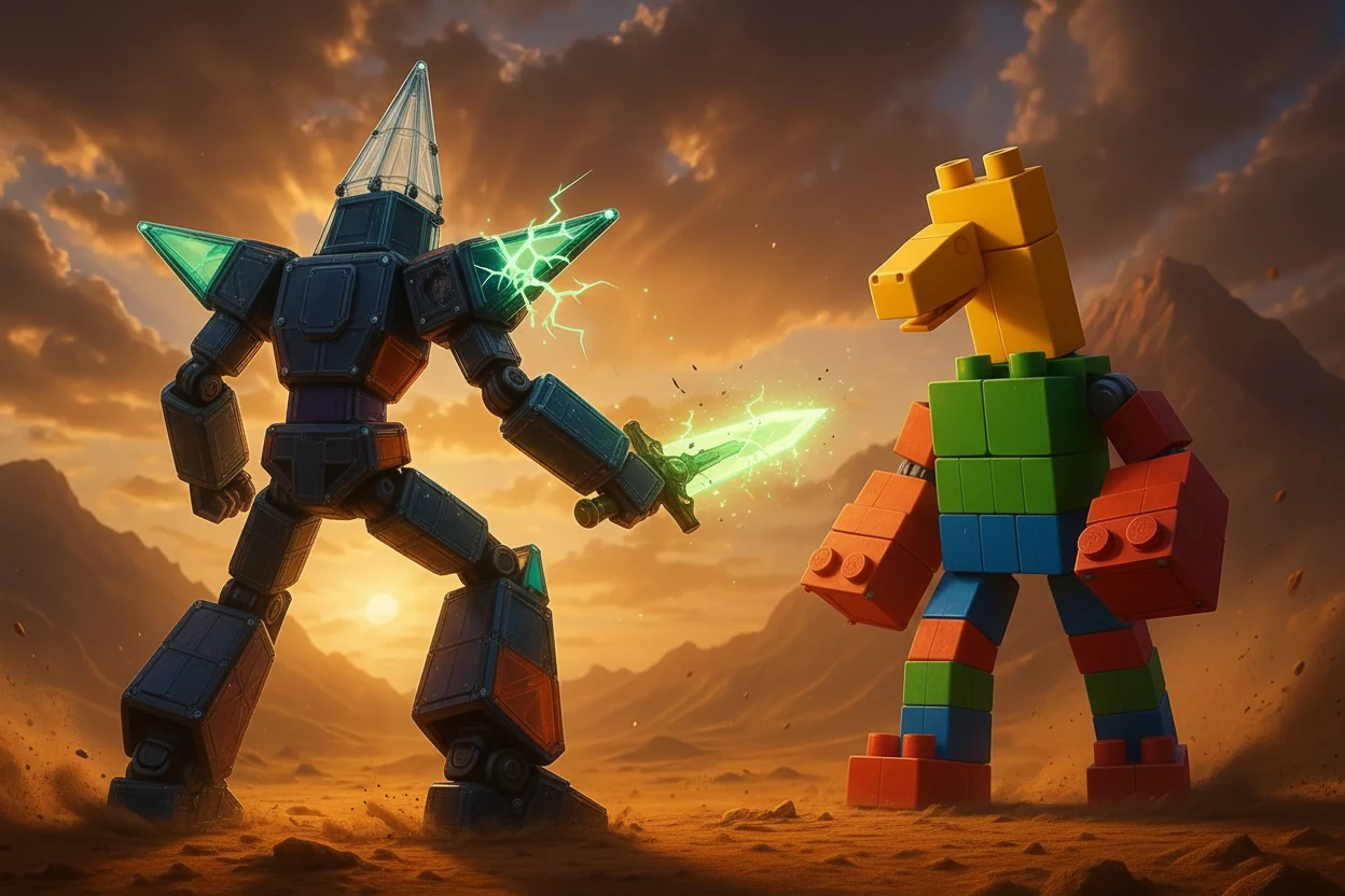 غاندام الشر يتضرر بشدة، وبدأ في التراجع. إنه يدرك أن الخير سينتصر.