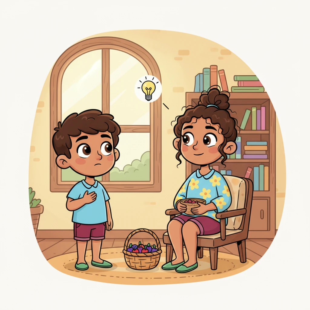 Back home, Avi watches his mother, his heart aching. He wishes he were strong enough to carry her. Then, a brilliant idea sparks in his mind: he would take a special gift to the healer himself and ask for help.