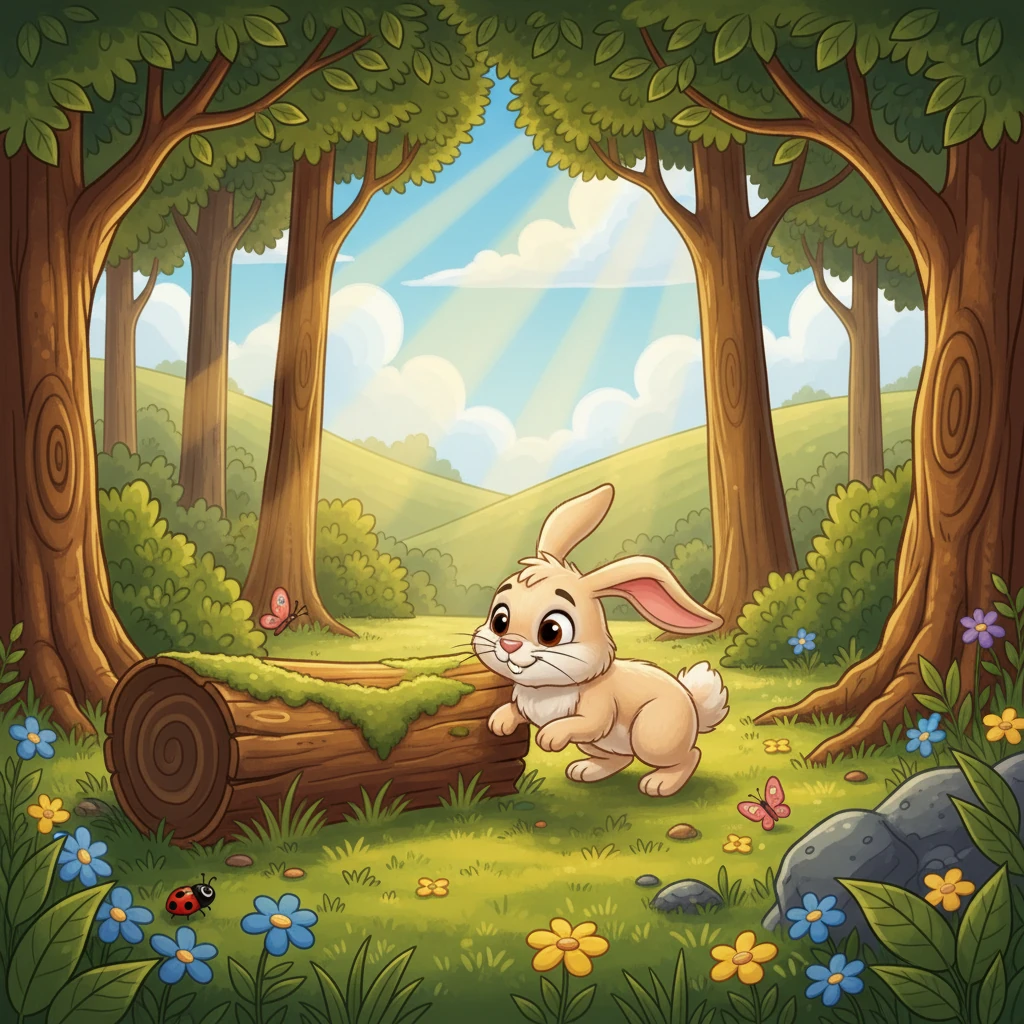 Көжек атты кішкентай қоян орман алаңында ойнап жүрді. Күн көзін шашып, айнала жасыл болып тұрды. Көжек тыңшылықпен айналасына қарап, жаңа шытырман оқиғаларды іздеді.