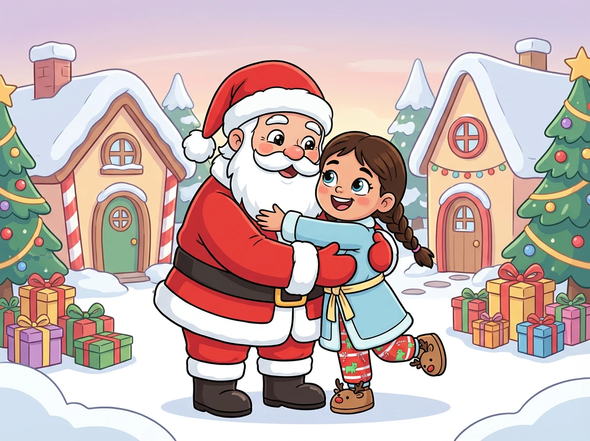 Santa Claus himself appeared, his eyes twinkling like stars. He gave Alexandra a warm hug and thanked her for helping the elves.
