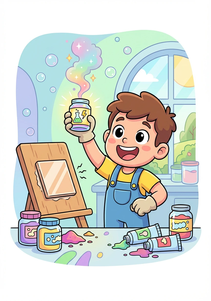 After many failed attempts, Tommy discovered a unique combination of ingredients that created a super-adhesive formula. It dried in seconds and held tiles firmly in place.