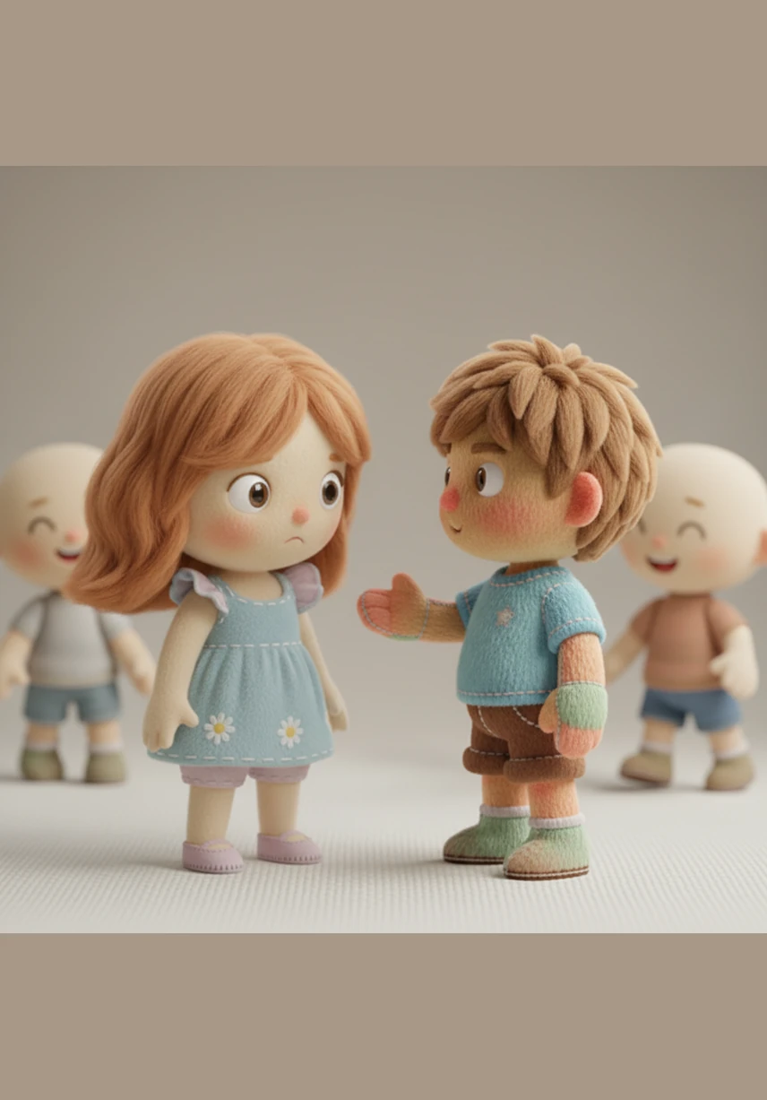 Feeling discouraged, Esia approaches the boys playing nearby, but only Wayden stops to listen to her story. While the others walk away laughing, Wayden looks Esia in the eye and tells her that he believes her, offering a kind smile that warms her heart.