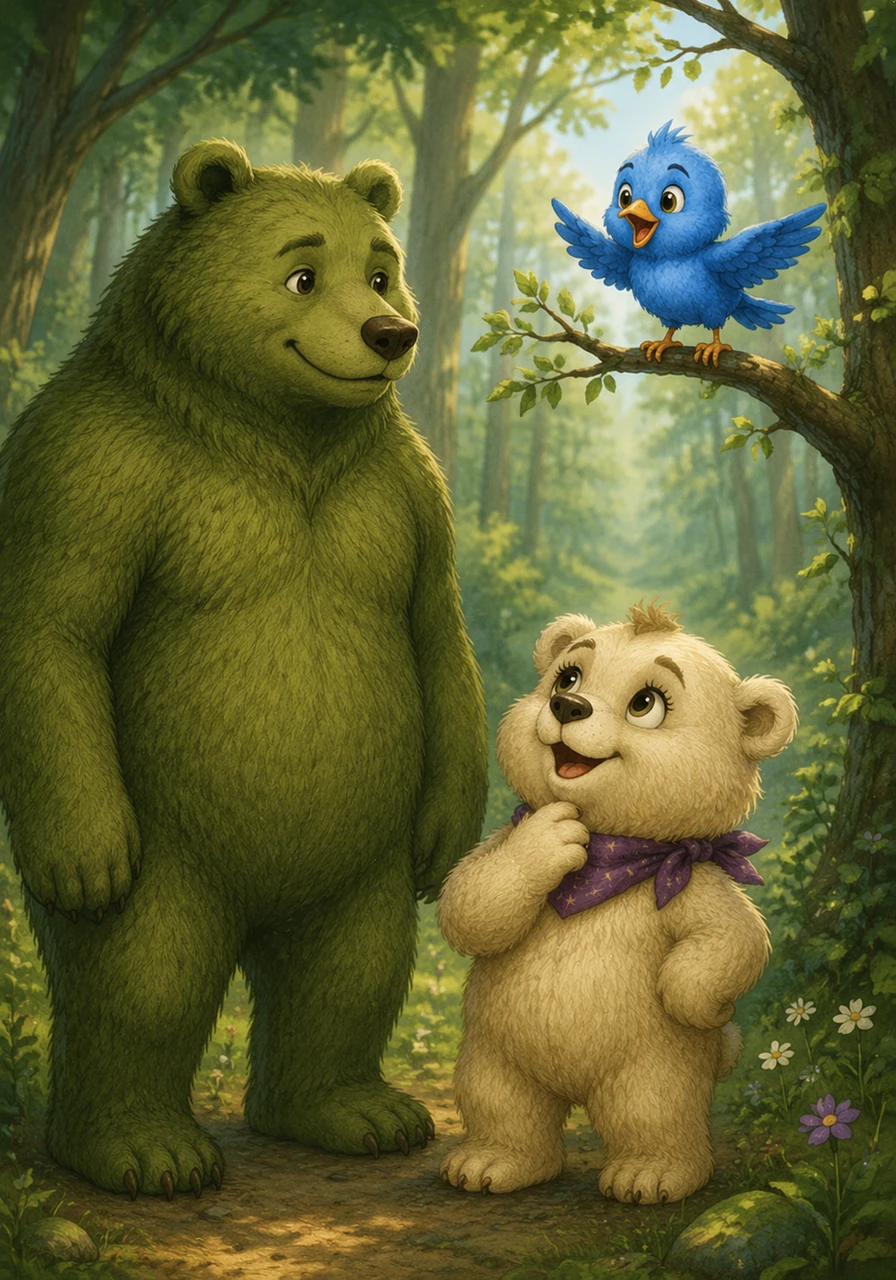 Suddenly, a tiny blue bird named Pip chirped from a nearby branch, offering to be their eyes in the sky. Luna realized that while she was brave, she didn't have to face the forest's challenges all by herself.