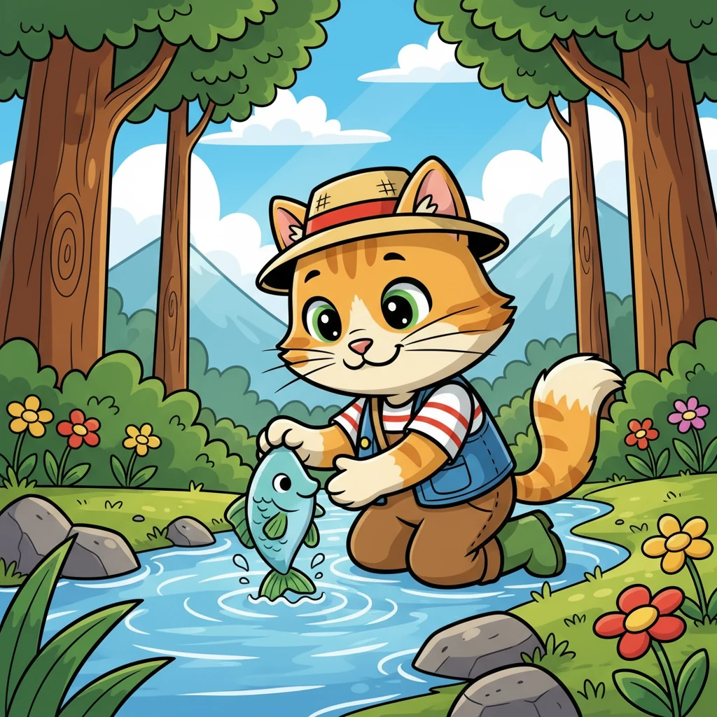 咪咪把小鱼放回了水里，她知道保护小鱼很重要。/ Mimi put the little fish back into the water, she knew it was important to protect the fish.