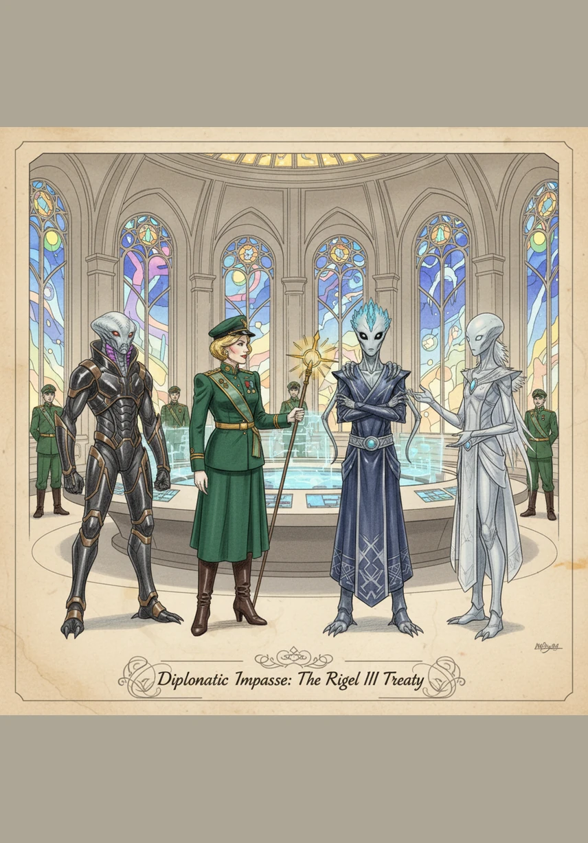 With the crisis averted and the treaty signed, Blanche stands up and once again swings her leg over the chair back to exit. Her unconventional style has turned a potential war into a lasting friendship between worlds.