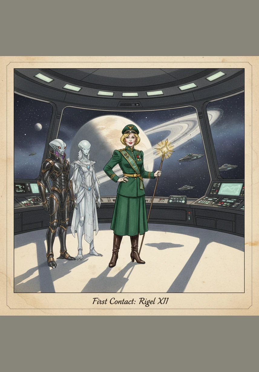 As the USS Lanai engages its warp drive, Blanche looks out into the vastness of space from the observation deck. She knows that wherever the ship goes, she will bring a touch of elegance and a whole lot of heart to the galaxy.