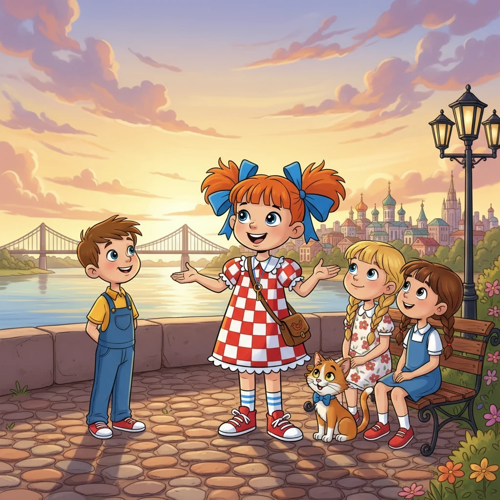 В конце своего путешествия Алиса вернулась на набережную, где ее ждали друзья. Она рассказала им о своих приключениях, и все вместе они пообещали вернуться в Саратов снова, чтобы открыть для себя новые удивительные места этого прекрасного города.