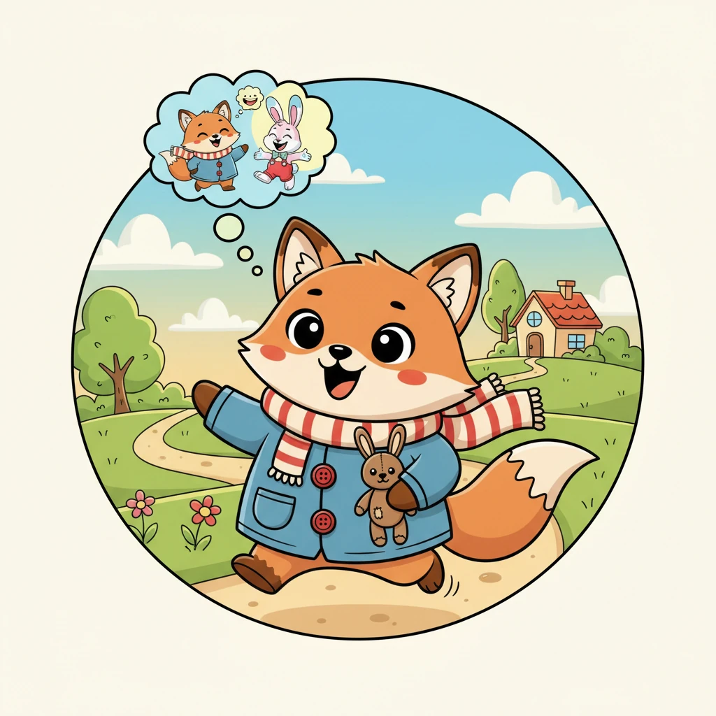 Foxy skipped all the way home, his tail swishing happily. The cloud of loneliness was gone, replaced by bright, cheerful thoughts of his new best friend, Pip. He couldn't wait for another day of adventures with his wonderful bunny pal.
