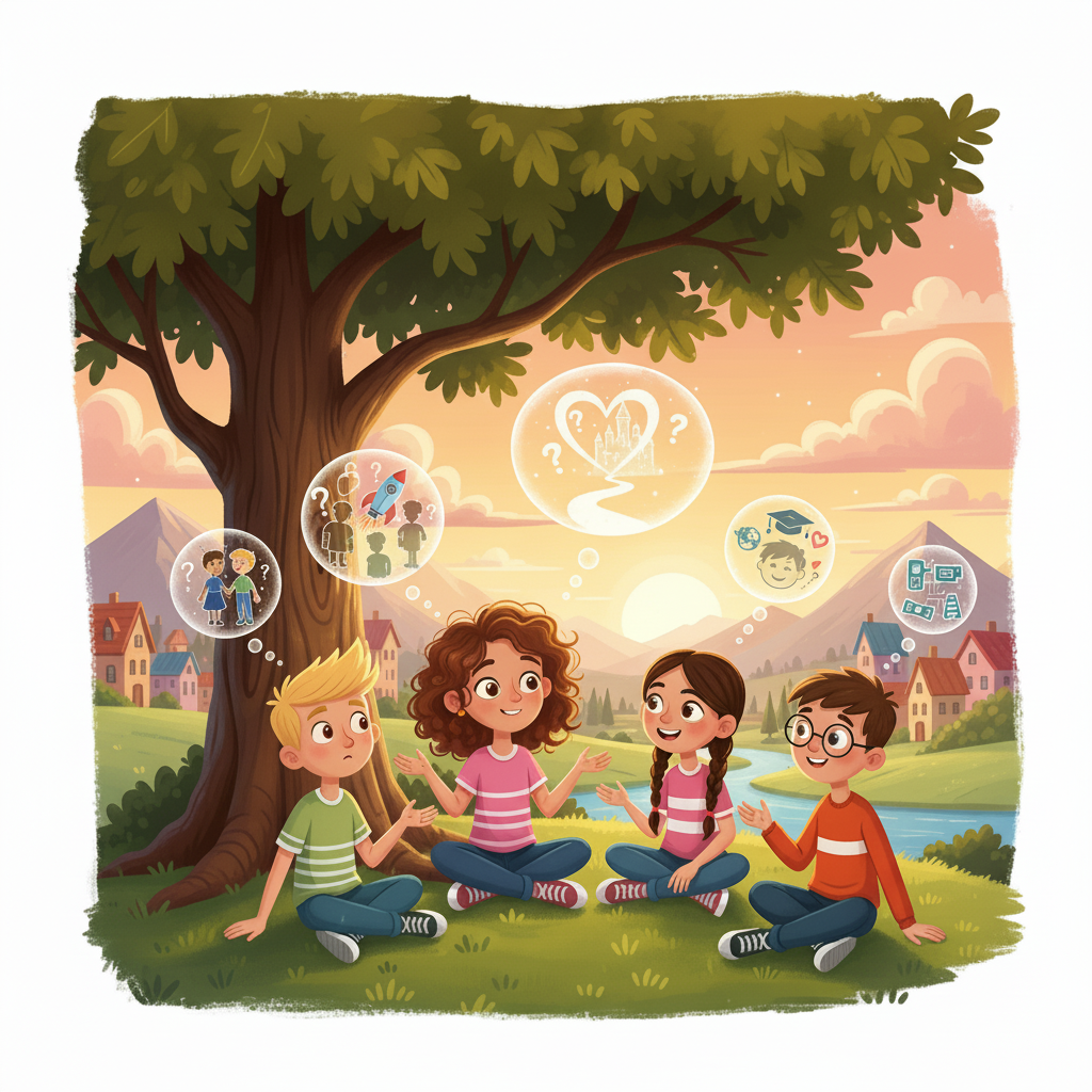 Un día, Sofía y sus amigas, emocionadas, conversaban sobre chicos y el futuro. La curiosidad y las ganas de experimentar eran fuertes, pero también sentían algo de incertidumbre.