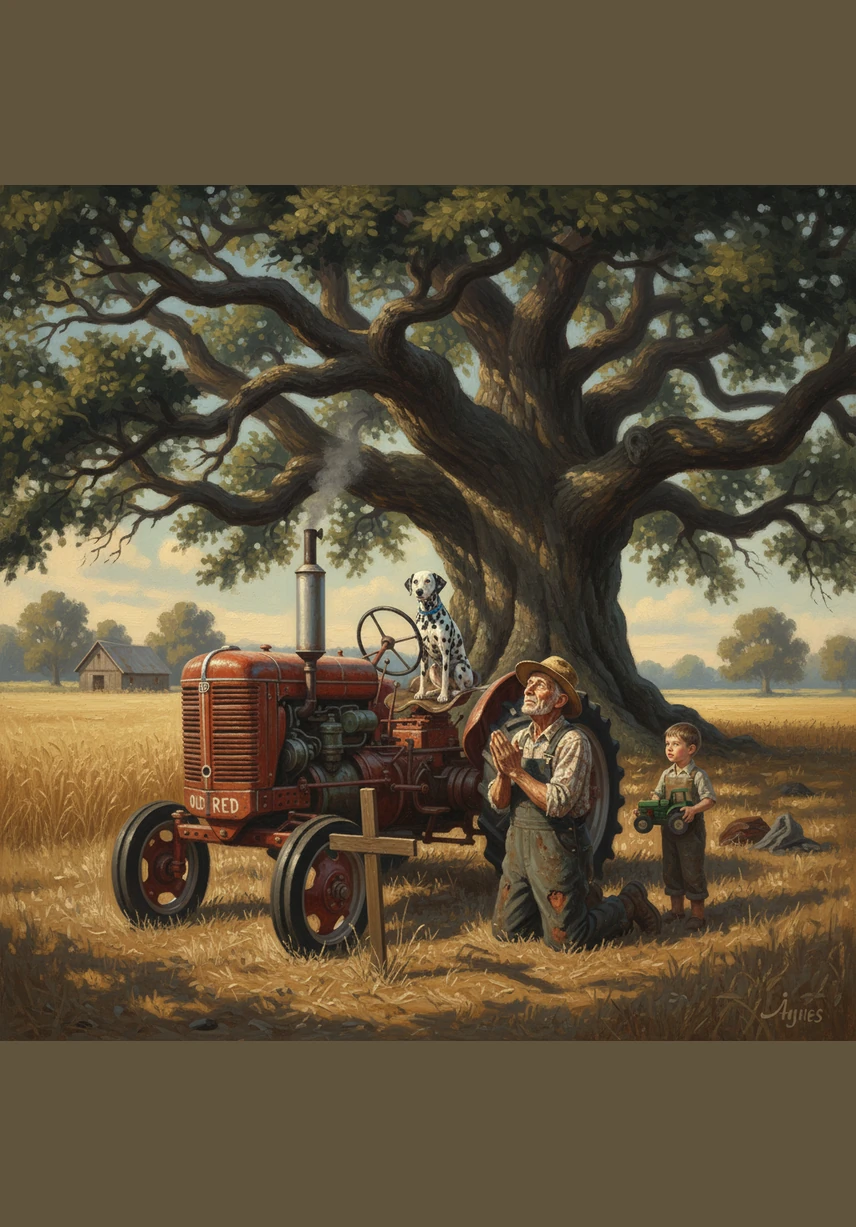 Under the shade of a large oak tree, Matrix gestures wildly with his paws as he explains a grand vision. Bobby sits perfectly still, looking skeptical as he suggests a much simpler plan.