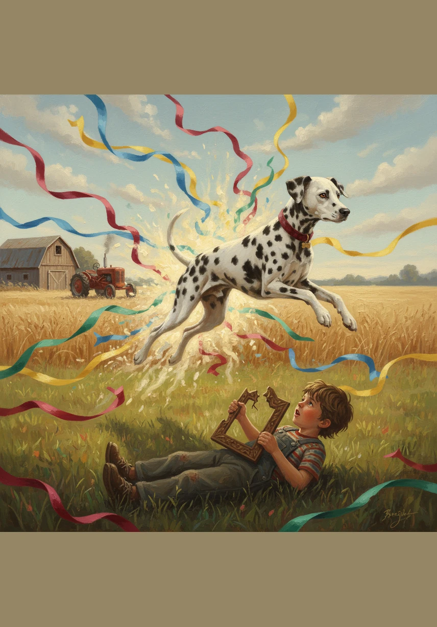 A strange shimmer fills the air as the colorful ribbons on the ground begin to dance on their own. Bobby looks for a breeze that isn't there, while Matrix watches the magic with wide, wondering eyes.