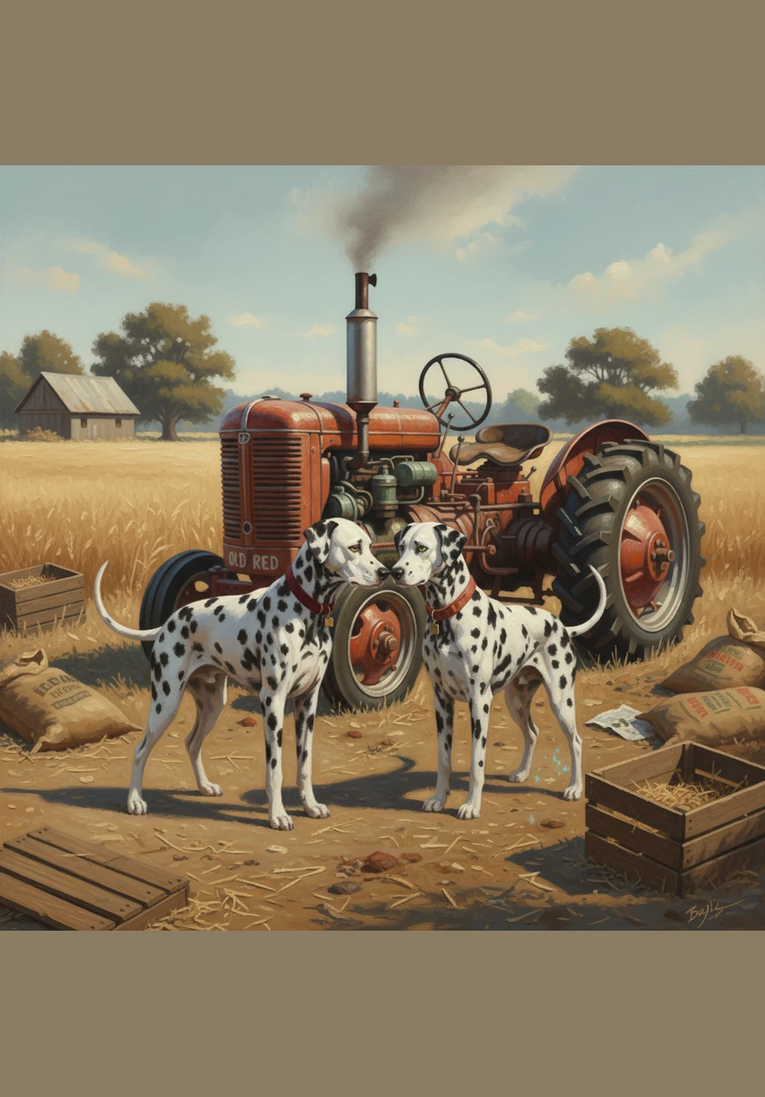 Bobby and Matrix stand nose-to-nose, looking upset and tired amidst the mess. The farm is silent, and even the old tractor seems to look a bit sad in the fading afternoon light.