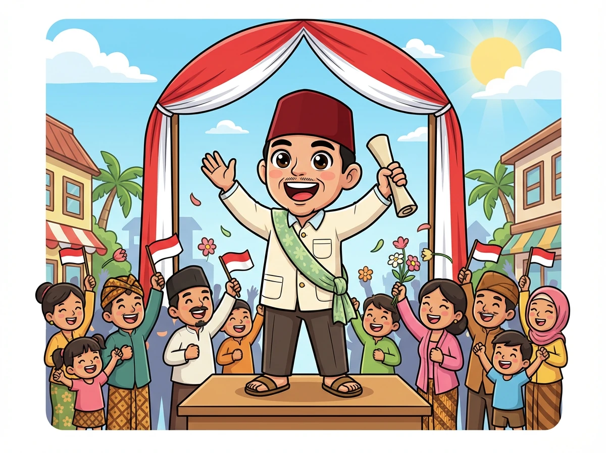 Akhirnya, pada tanggal 17 Agustus 1945, Soekarno memproklamasikan kemerdekaan Indonesia, mewujudkan impian seluruh rakyat.