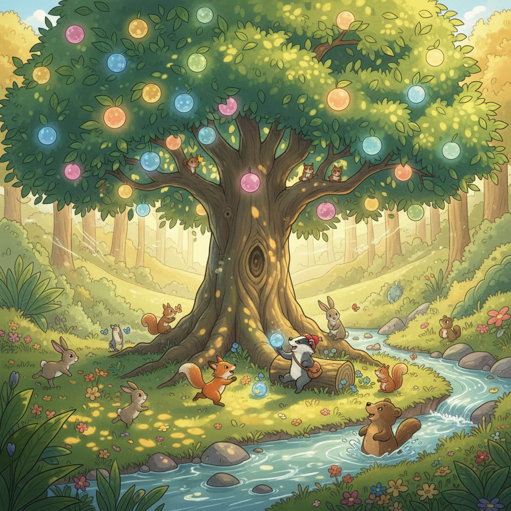 The Whispering Orchard of Lumina - 童话故事